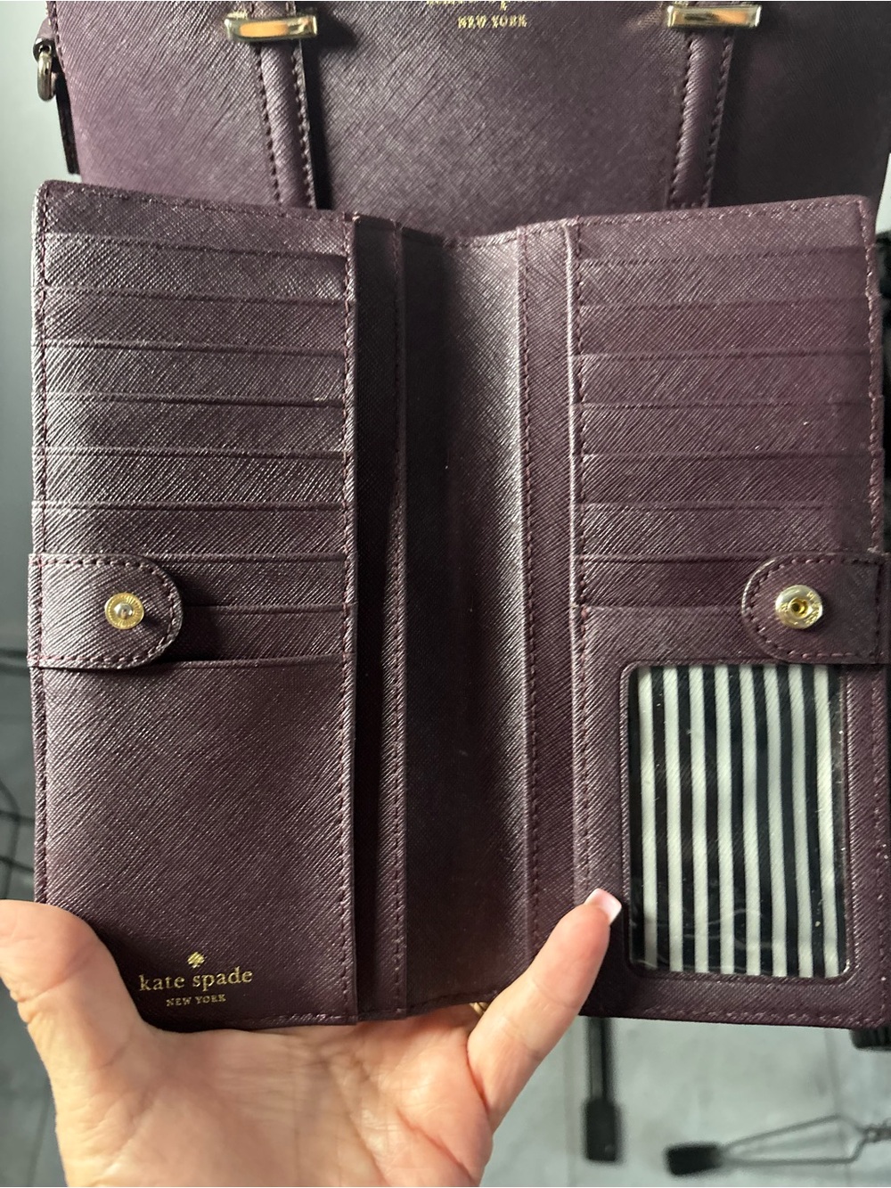 kate spade plum saffiano satchel with matching wallet - Picture 6 of 9